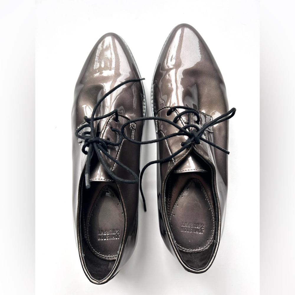 Johnston and Murphy Women's Lace-Up Oxford Shoes, 9 Patent Leather, metallic